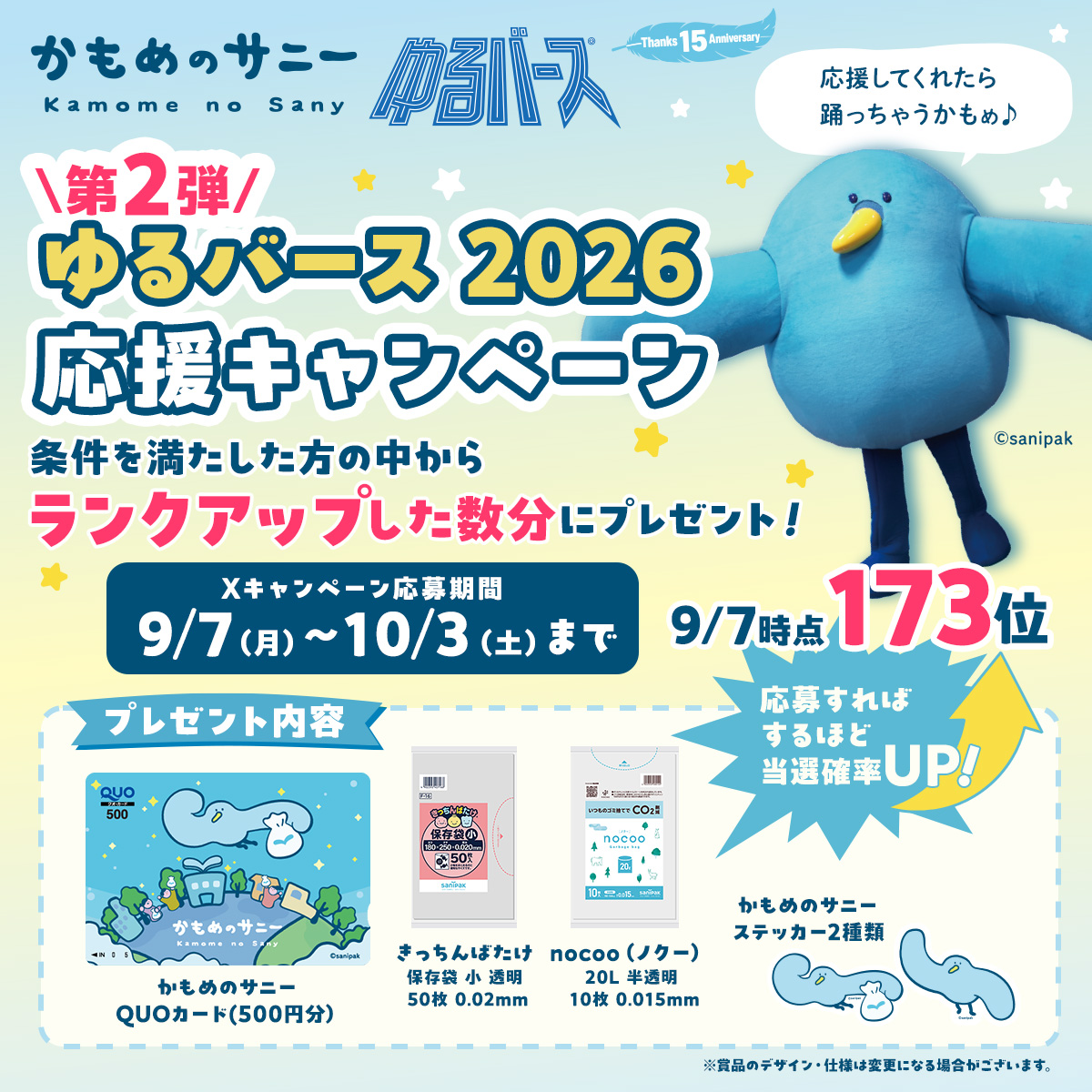 かもめのサニー ゆるバース2026 応援キャンペーン プレゼント内容