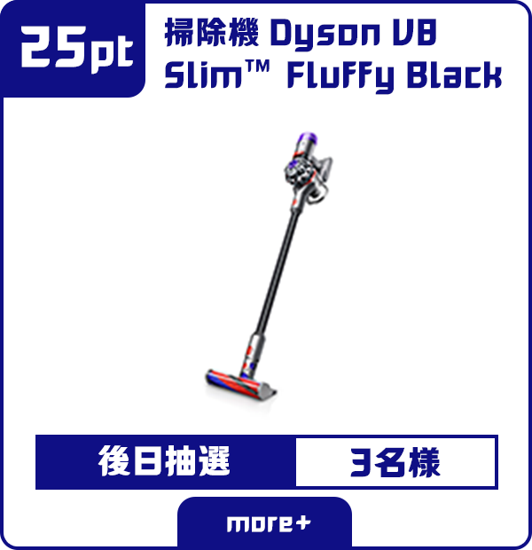25ポイント 掃除機 Dyson V8 SlimTM　Fluffy Black 後日抽選 3名様