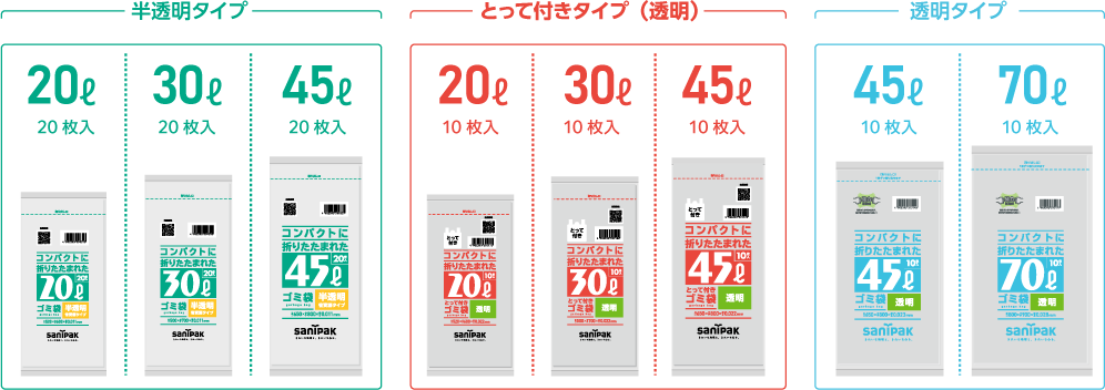 選べる3タイプ・8種類 半透明タイプ とって付きタイプ(透明) 透明タイプ