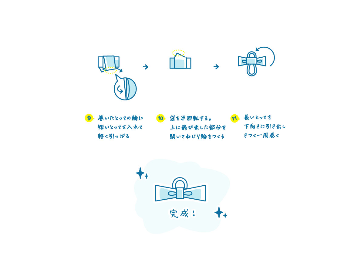 レジ袋のたたみ方「リボン折り」手順2