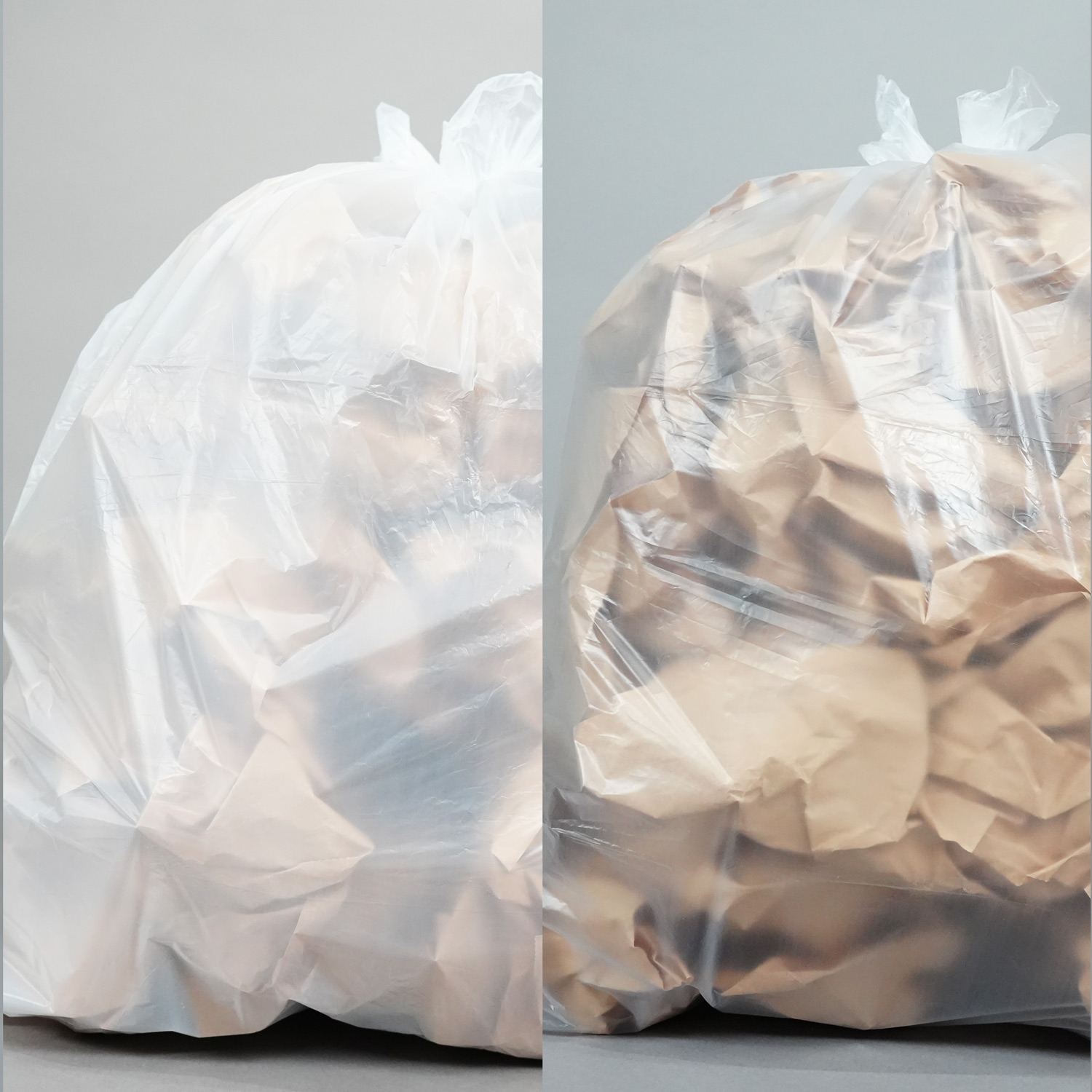 白半透明と半透明のゴミ袋の画像