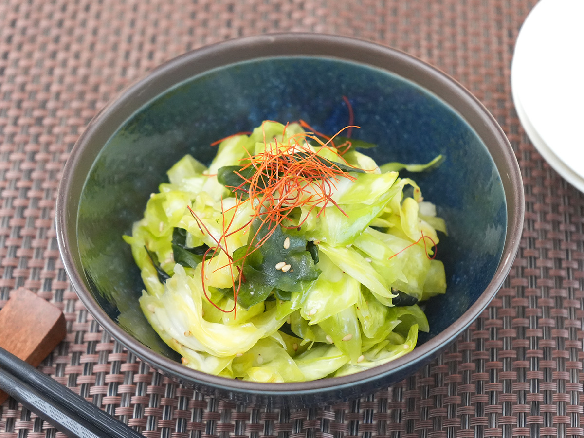 ポリ袋で簡単！栄養満点！「キャベツとわかめのナムル」ポリ袋レシピ